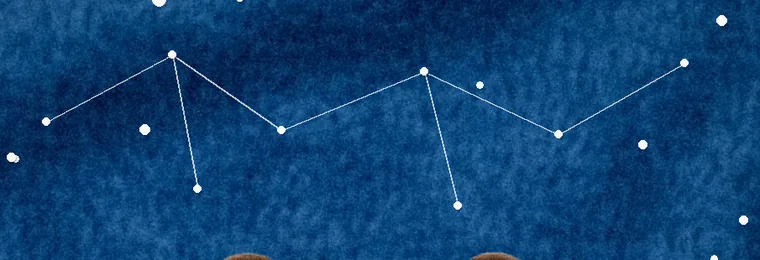A constellation drawn in white thread and pearl beads